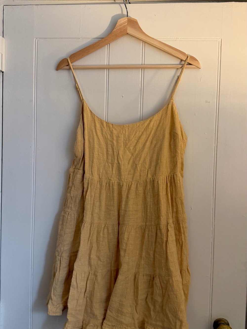 Glassons Mustard Yellow Tiered Spaghetti-Strap Mini Dress